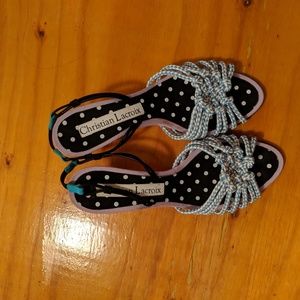 Christian Lacroix kitten heel slingback sandals